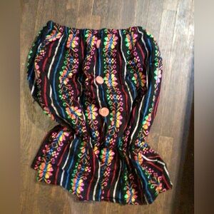 Boho Colorful Striped tube blouse with Button Accents